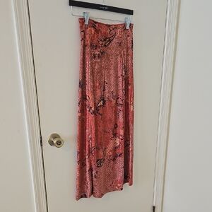 Free People Orange Autumn Patterned A-Line Skirt